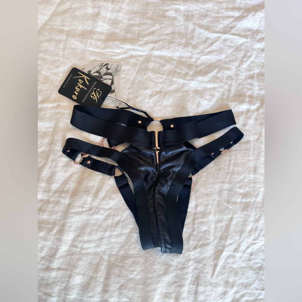 Honey Birdette Kukuro Black Briefs Size XS Rose Gold